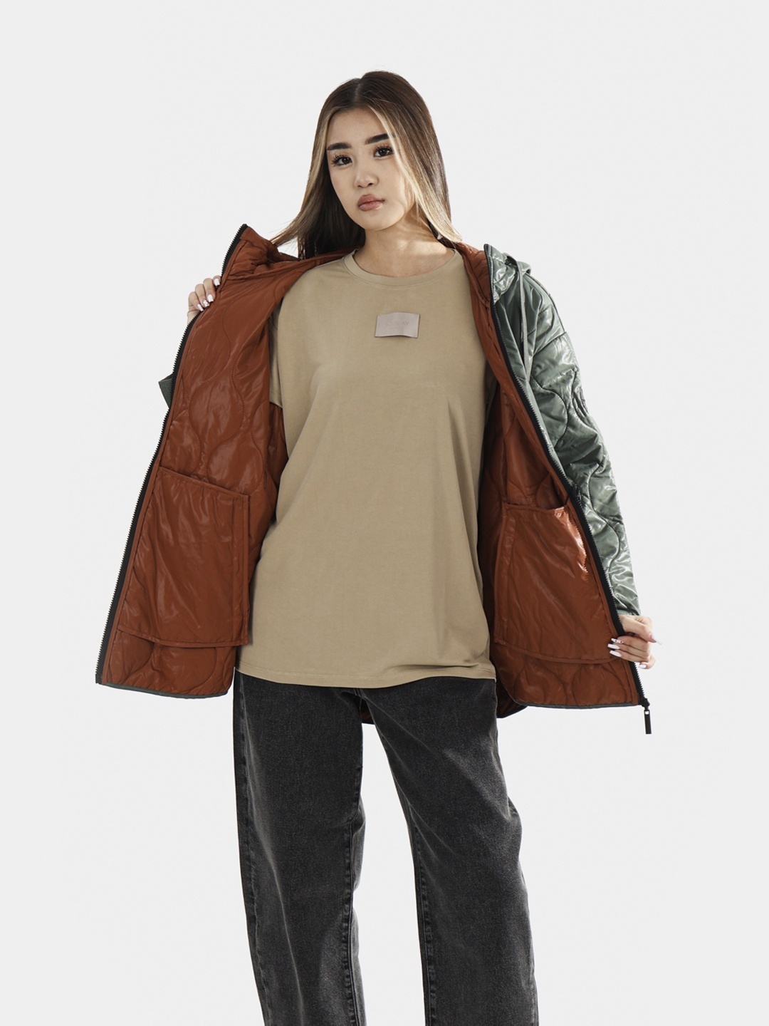 Пуховик BORN ASHLEY JACKET FW24CS60-CH хаки