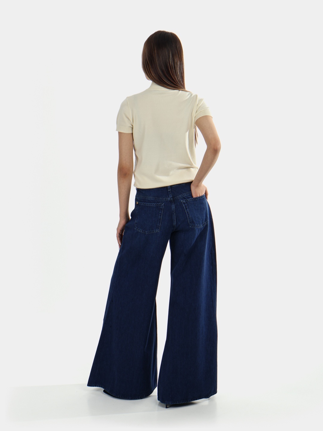 Джинсы широкие и расклешенные 7 For All Mankind JSWW5550RI темно-синий