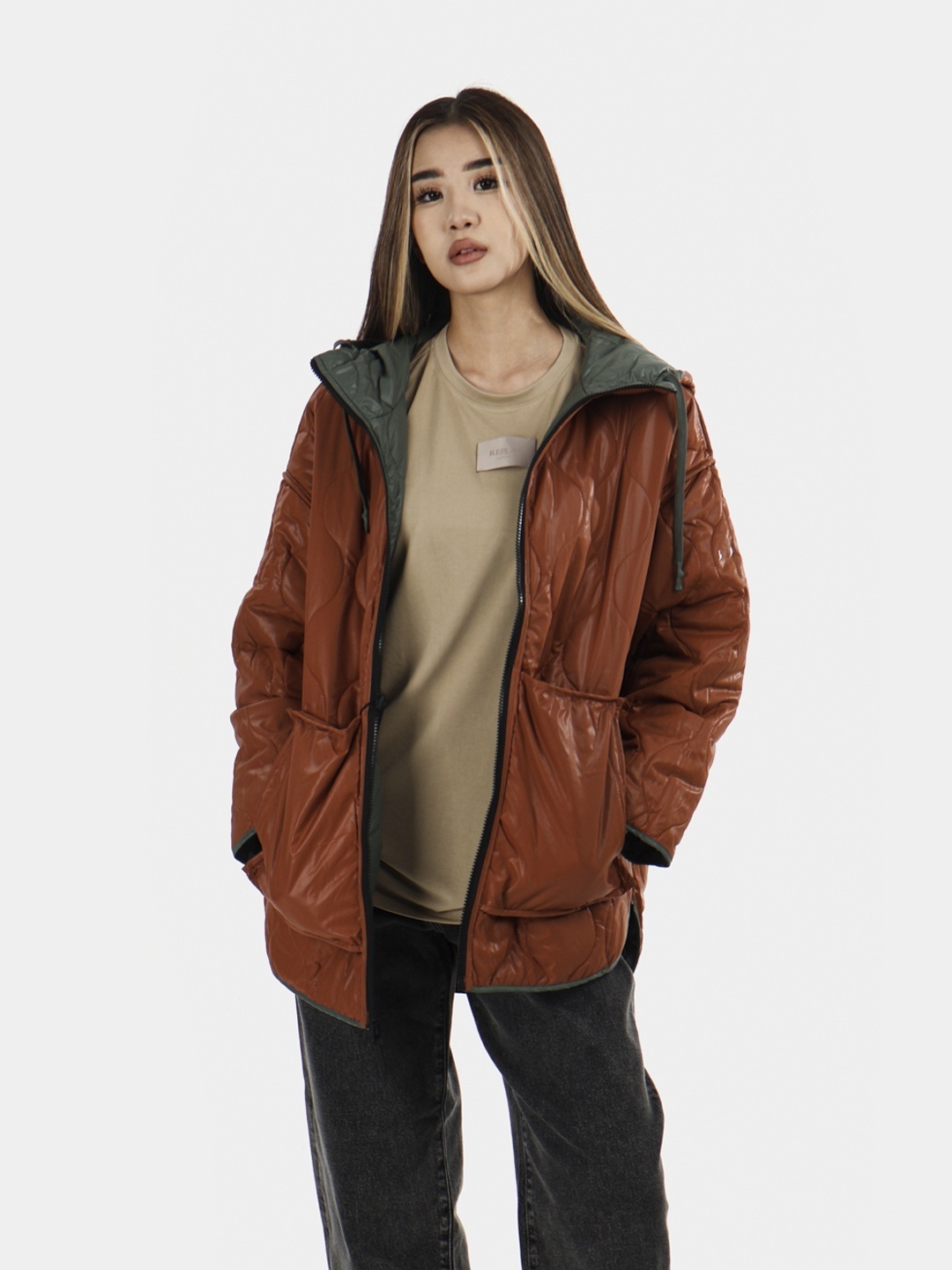 Пуховик BORN ASHLEY JACKET FW24CS60-CH хаки