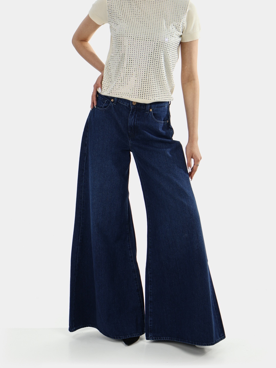 Джинсы широкие и расклешенные 7 For All Mankind JSWW5550RI темно-синий