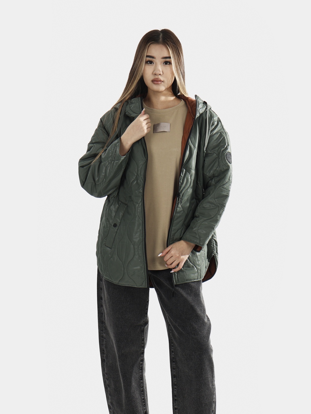 Пуховик BORN ASHLEY JACKET FW24CS60-CH хаки